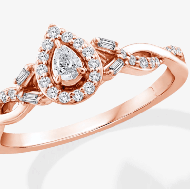 Pear-Shaped Diamond Halo Engagement Ring 1/3 ct tw 14K Rose Gold