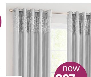 Luxor Sequin Top Border Thermal Eyelet Curtain 66 x 72
