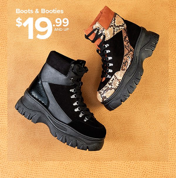 Shop Boots & Booties $19.99 and Up