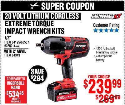 View 20V Max Lithium 1/2 in. Cordless Xtreme Torque Impact Wrench Kit