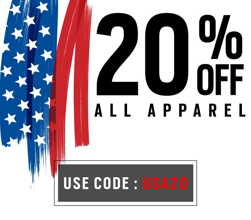 20 Percent Off All Apparel With Code USA20