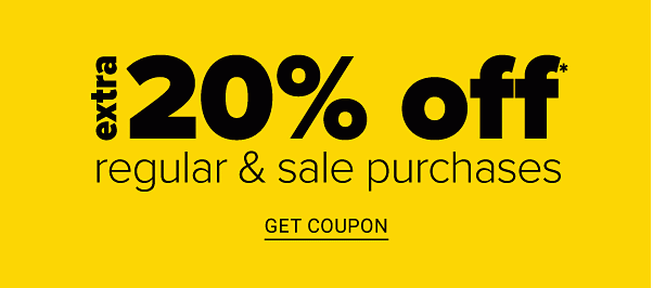 Extra 20% off Regular & Sale purchases - Get Coupon