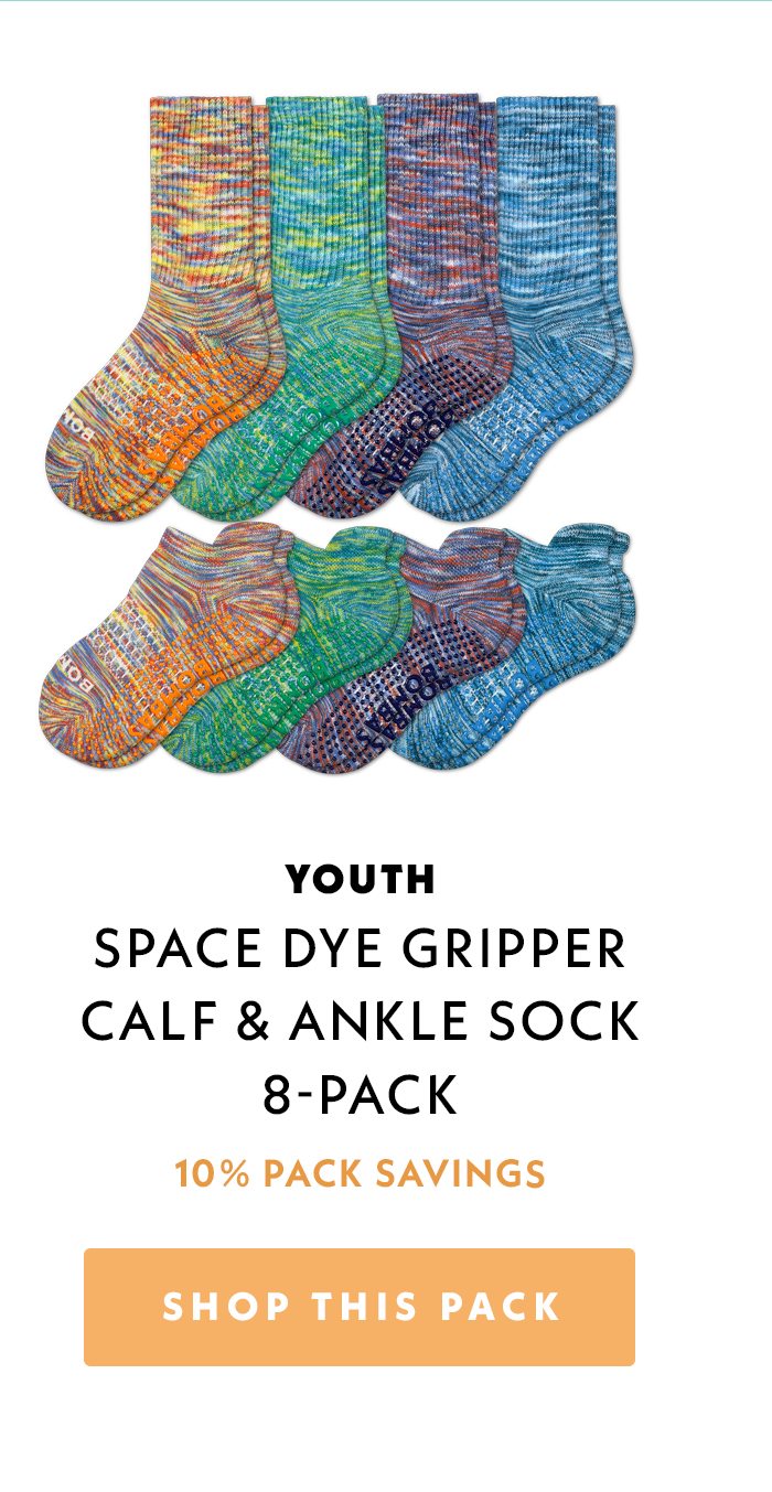 Youth | Space Dye Gripper Calf & Ankle Sock 8-Pack | 10% Pack Savings | Shop This Pack