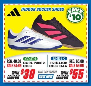 adidas Youth Copa Pure 2 Club or Unisex Predator Club Indoor Sala Soccer Shoes