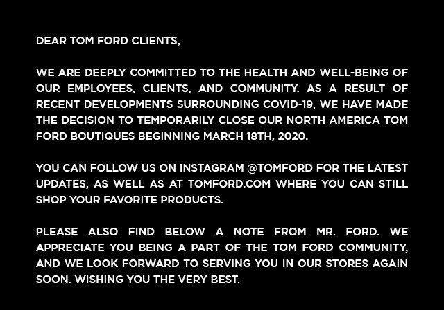 A LETTER FROM MR. FORD - TOM FORD Email Archive