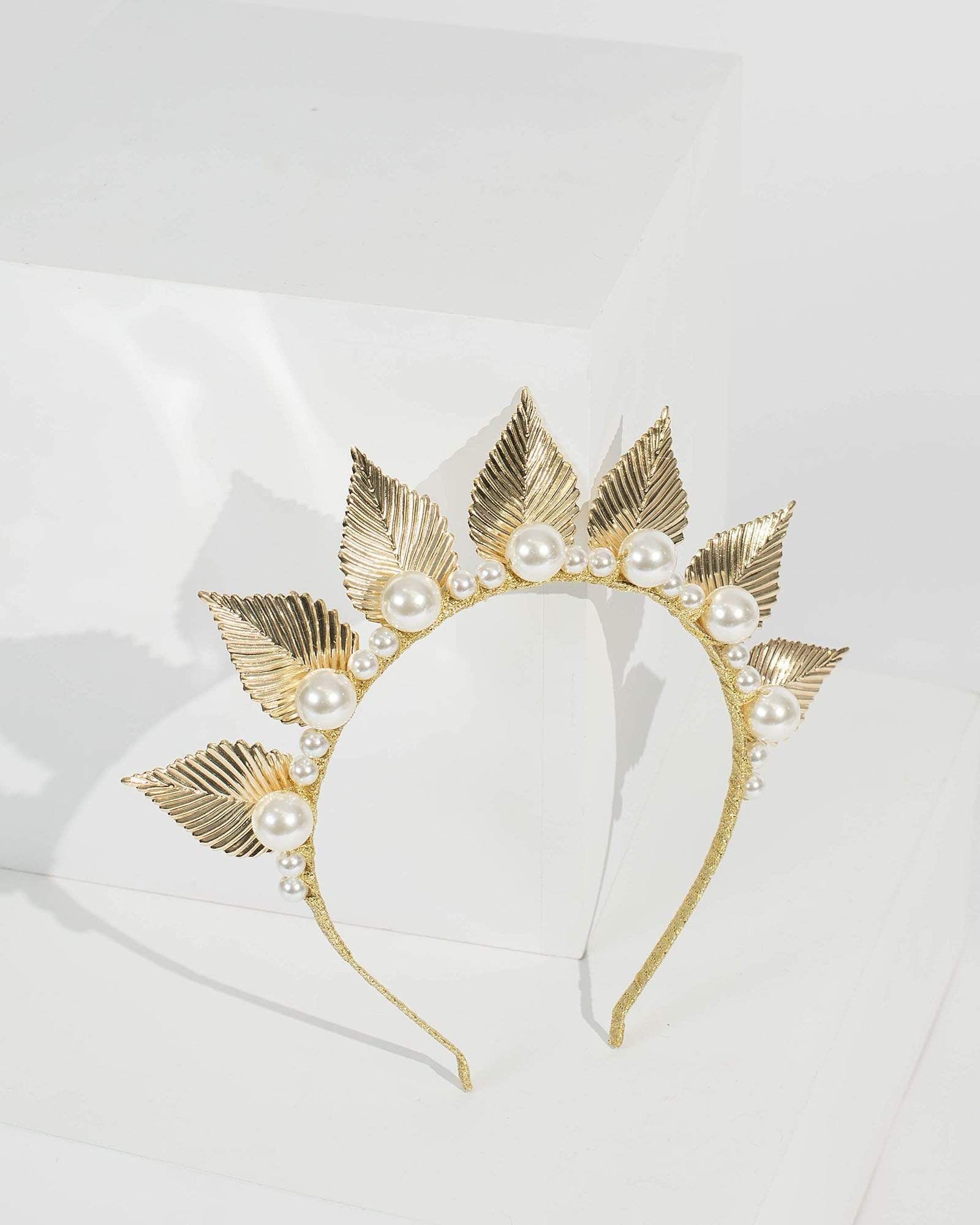 Image of Gold Leaf And Pearl Headband