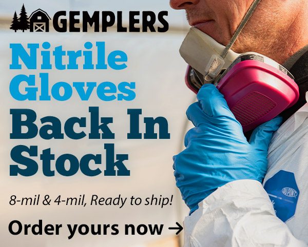 Gemplers Nitrile Gloves in stock and ready to ship. 8-mil and 4-mil. Shop now