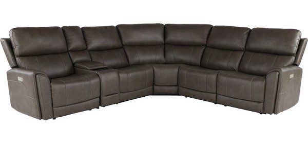 Damon Smoke Gray 6-Piece Power Reclining Sectional with Wireless Charging