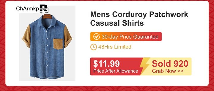 Mens-Corduroy-Patchwork-Turn-Down-Collar-Short-Sleeve-Shirts