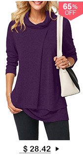 Long Sleeve Cowl Neck Layered T Shirt