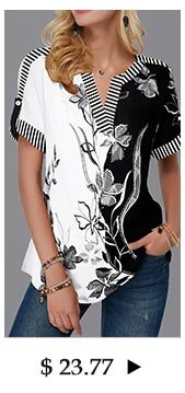 Split Neck Roll Tab Sleeve Flower Print Blouse