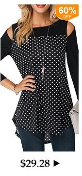 Polka Dot Print Cold Shoulder Blouse