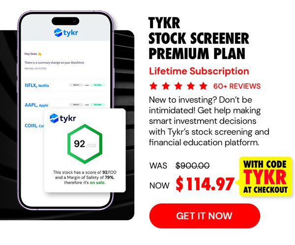 Tykr Stock Screener: Premium Plan Lifetime Subscription