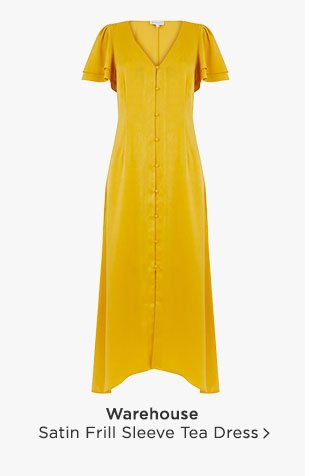 Shop Warehouse Satin Frill Sleeve Tea Dress