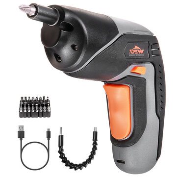 TOPSHAK TS-ESD1 4V Cordless Electric Screwdriver LED 2000mAh Li-lon Battery Phillips&Flat Head Screwdriver Set Portable Repair Tools W/ 34pcs Accessories