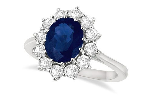 Oval Blue Sapphire & Diamond Accented Ring