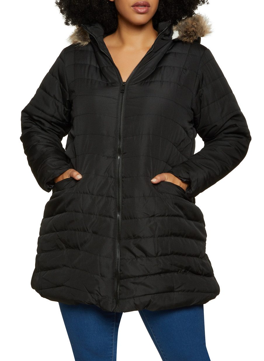 Plus Size Sherpa Lined Puffer Coat