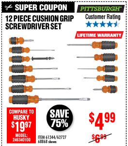 View 12 Pc Cushion Grip Screwdriver Set