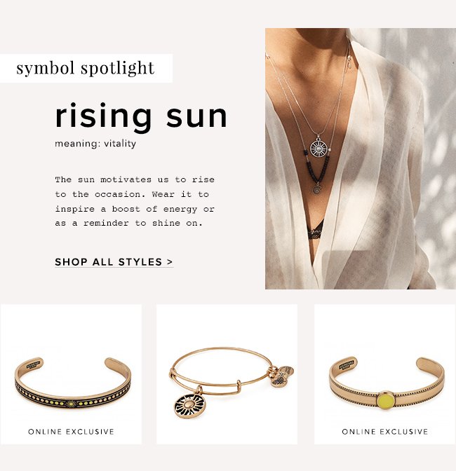 Shop the Rising Sun charm in a variety of styles from bangles to cuffs.