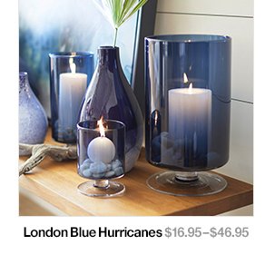 London Blue Hurricane Candle Holders