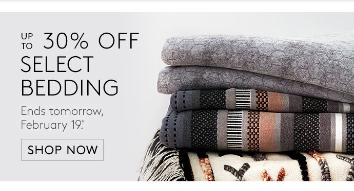 up to 30% off select bedding