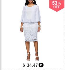 Three Quarter Sleeve Lace Panel White Dress