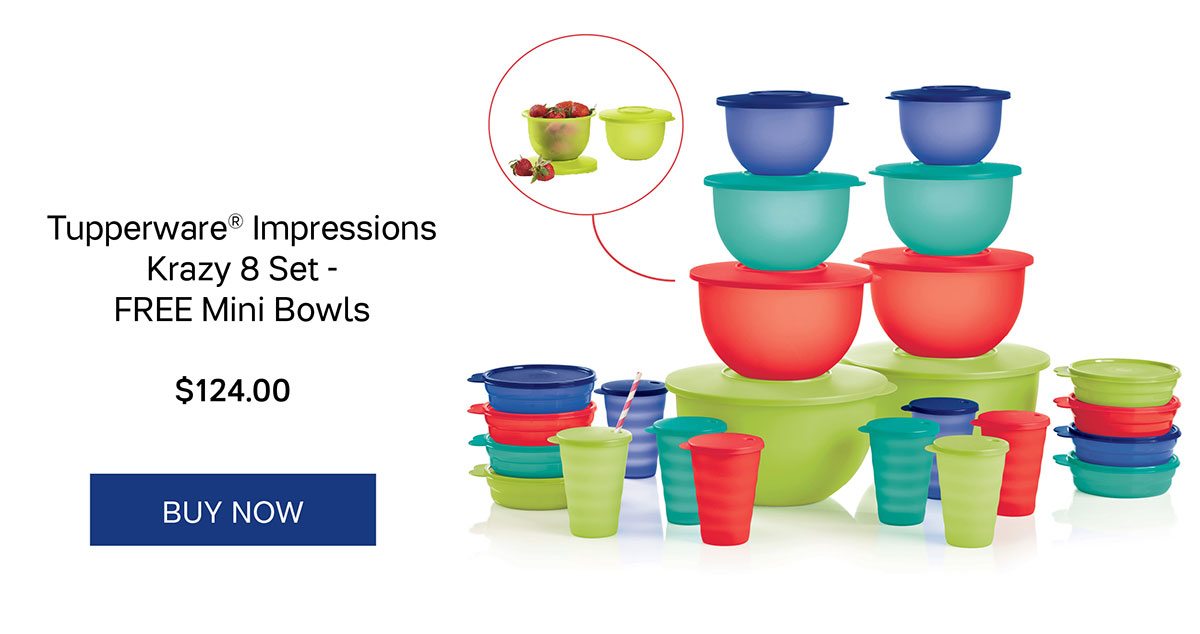 Tupperware Impressions Krazy 8 Set with Free Mini Bowls