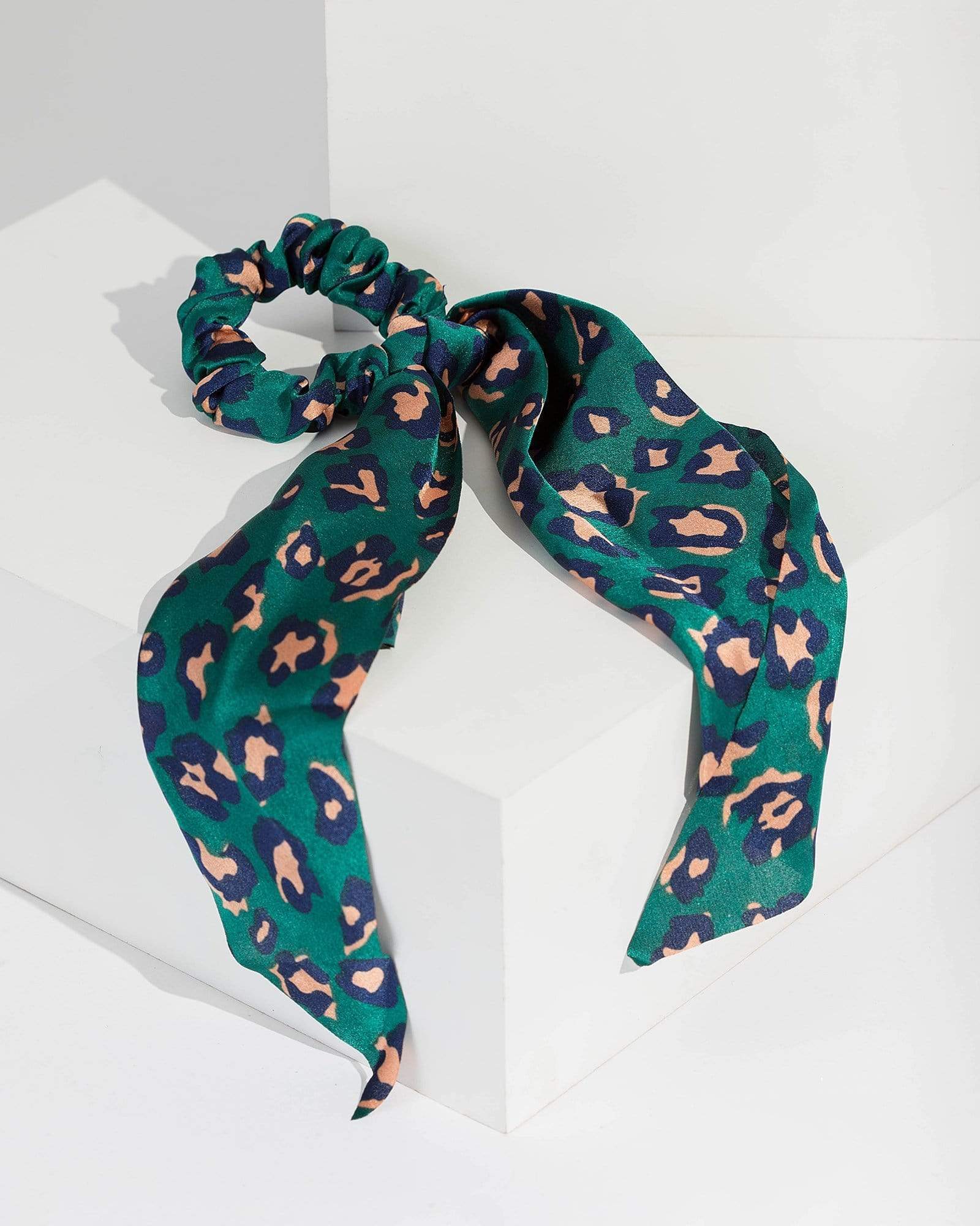 Image of Green Spotty Leopard Scrunchie Scarf