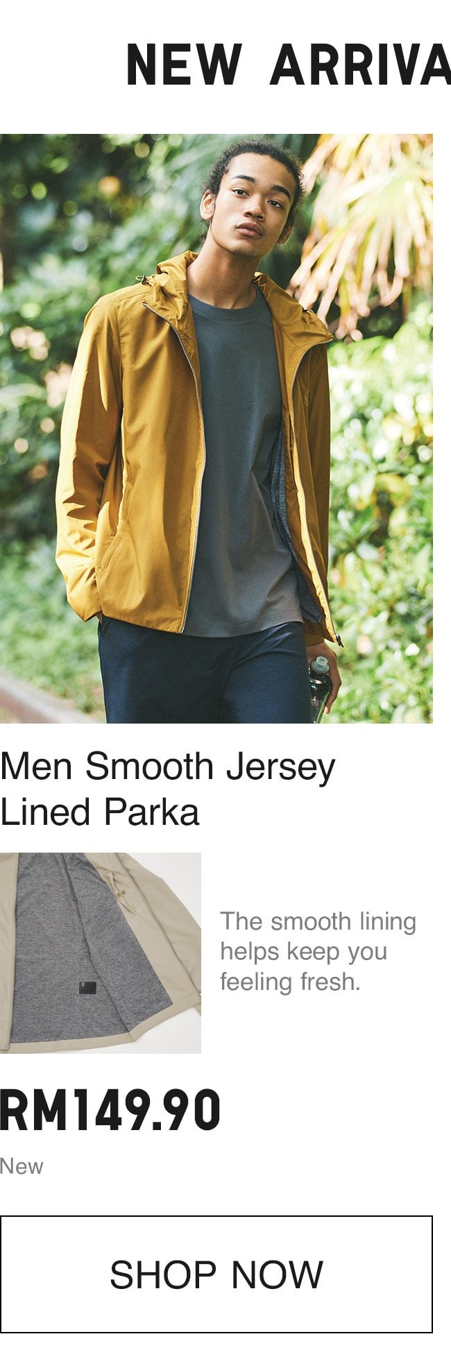 MEN SMOOTH JERSEY LINED PARKA