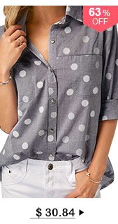 Turndown Collar Polka Dot Print Shirt