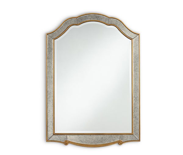 Cavella Antique Gold 28" x 40" Crowned Top Wall Mirror