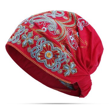 Embroidery Ethnic Cotton Beanie Hat