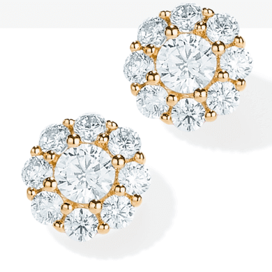 Lab-Created Diamonds by KAY Flower Stud Earrings 1 ct tw Round-Cut 14K Yellow Gold