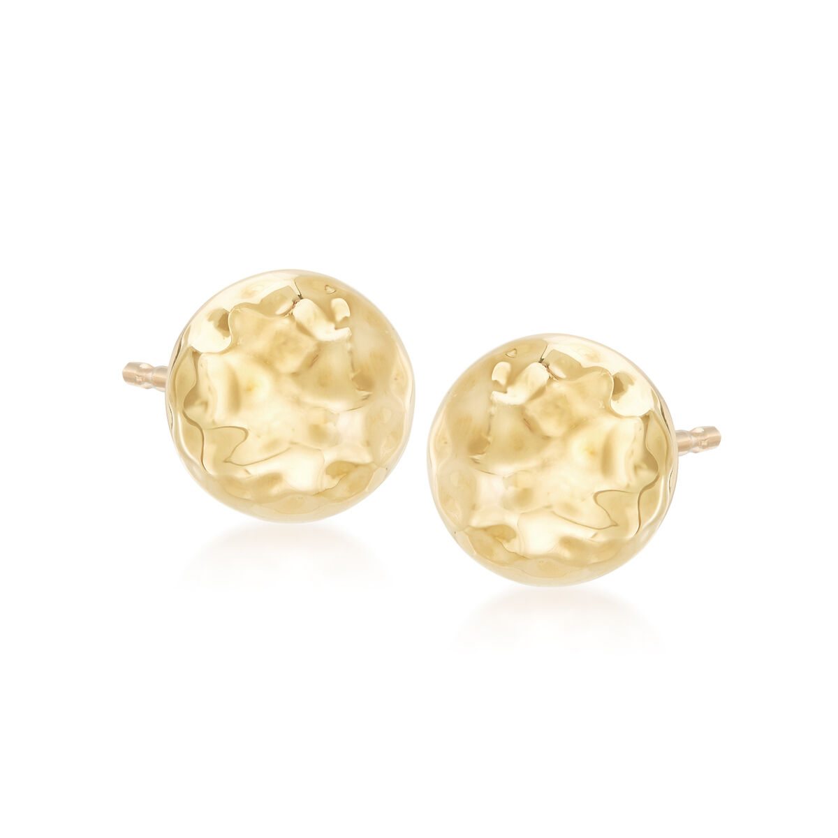 8mm Hammered Stud Earrings in 14kt Yellow Gold
