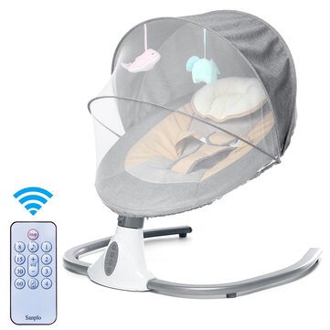 Smart Bluetooth Electric Baby Swings Remote Control Four-gear Adjustment Infant Comfort Crib Timing Breathable Baby Rocking Chair