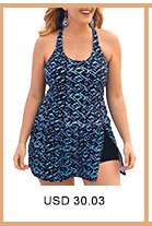 Plus Size Criss Cross Printed Swimdress and Shorts