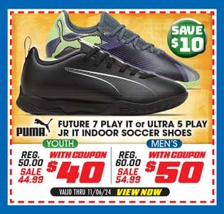 Puma Future 7 Play IT Men's or Ultra 5 Play Youth Indoor Soccer Shoes