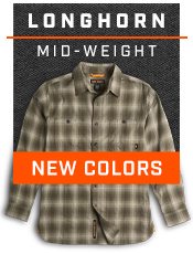 Longhorn Midweight Flannel. NEW COLORS. SHOP NOW »