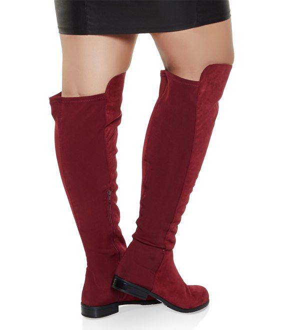 Over the Knee Low Heel Wide Calf Boots