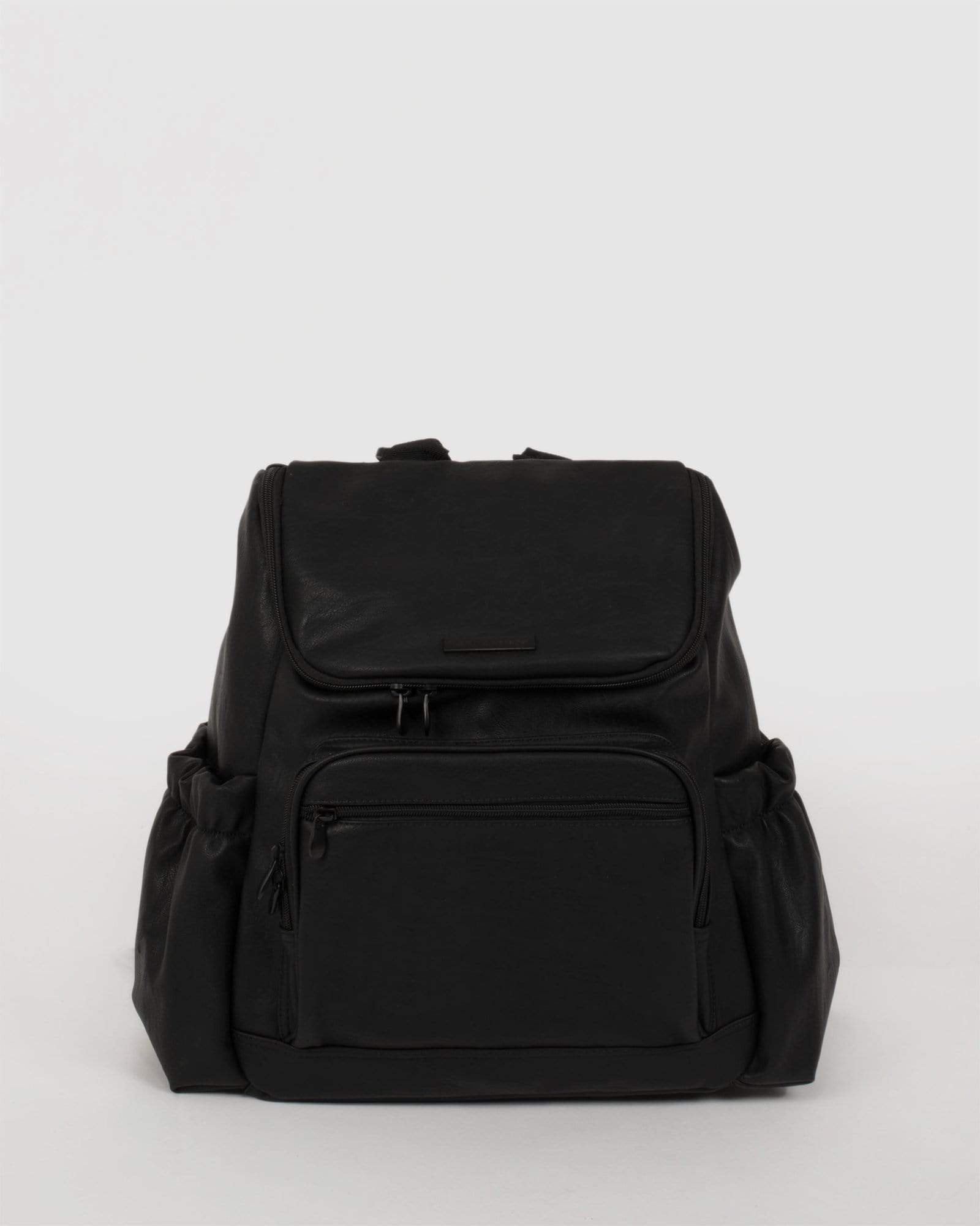 Image of Black Pu Baby Bag Backpack
