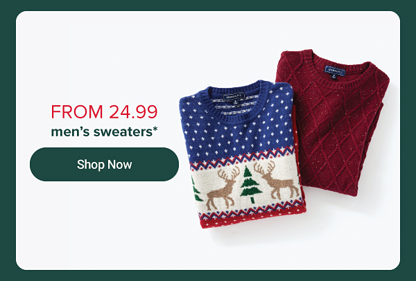 From 24.99 men's sweaters. Shop now.