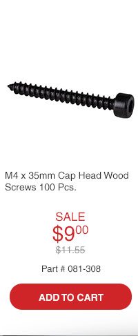 M4 x 35mm Cap Head Wood Screws Black 100 Pcs.