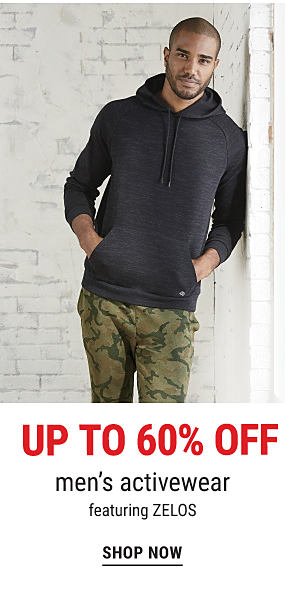 Up to 60% off men's activewear featuring ZELOS. Shop Now.