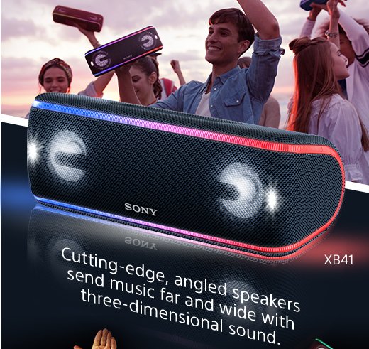 XB41 Cutting-edge, angled speakers send music far and wide with three-dimensional sound.