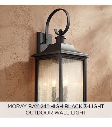 Moray Bay 24" High Black 3-Light Outdoor Wall Light 