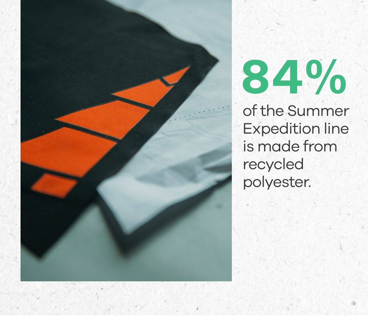 84% of the Summer Expedition line is made from recycled polyester