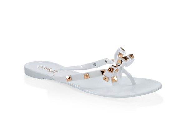 Studded Bow Jelly Flip Flops