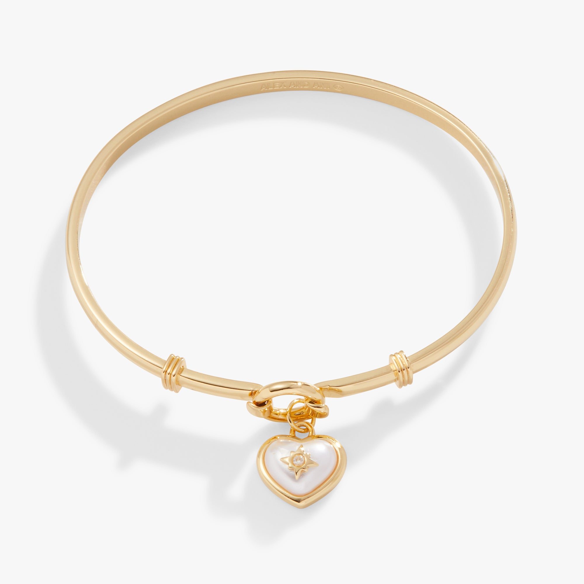 Image of Pearl Heart + Crystal Charm Clip Bangle