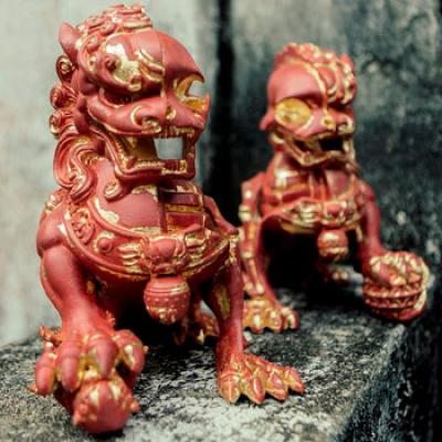 XXRAY+ Foo Dogs (Terracotta) Collectible Set by Mighty Jaxx
