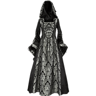 Alluring Damsel Dress with Hood - Black with Silver